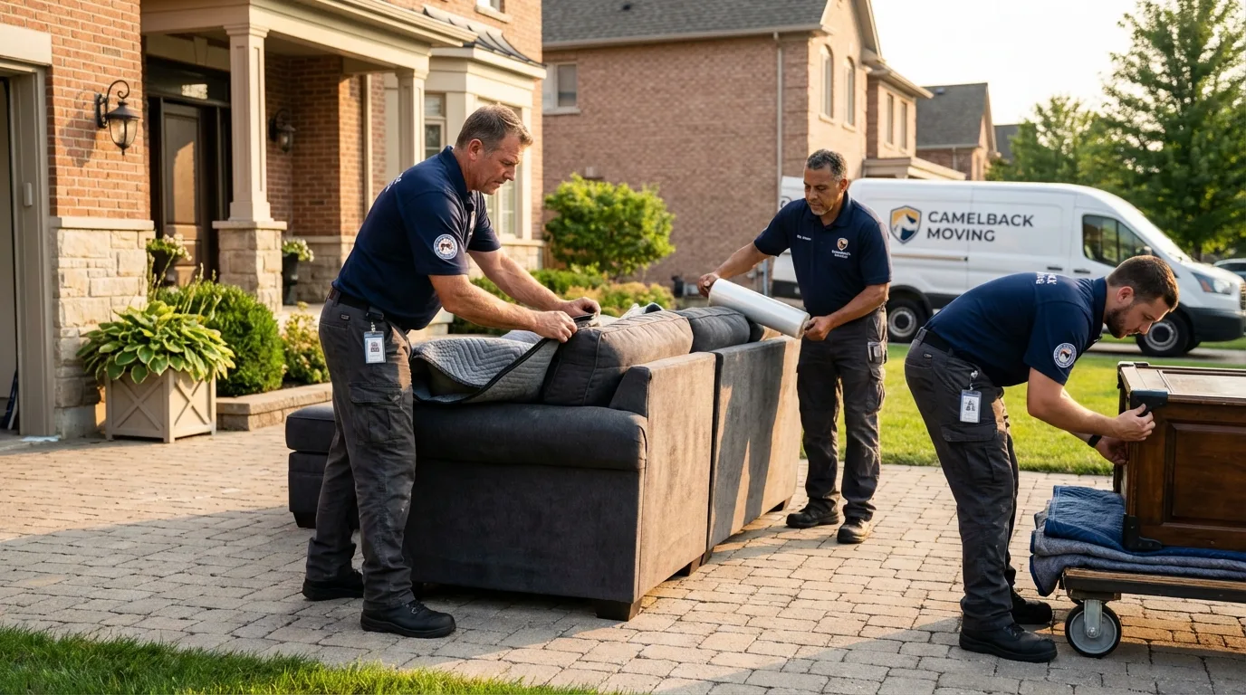 Large estate moving crew wrapping furniture in Dexter, MI